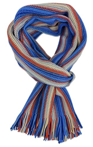 Rotfuchs Strickschal Herrenschal Warm & weich Unisex Wolle gestreift multi mehrfarbig (Orange blau) von Rotfuchs