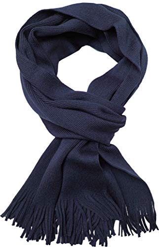 Rotfuchs Strickschal einfarbig dunkelblau marine modisch reine Wolle 180 x 24 cm von Rotfuchs