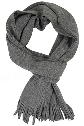 Rotfuchs Strickschal Herrenschal Damenschal 100% Wolle 190 x 26 cm,uni graumeliert mit Fransen von Rotfuchs