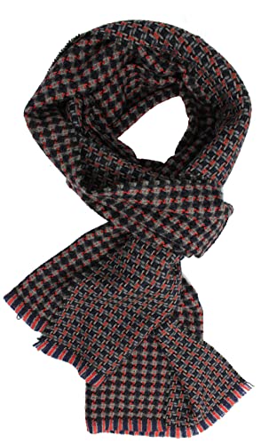 Rotfuchs Webschal Herrenschal Karo 100% reine Wolle 190x 35 cm braun rot grau von Rotfuchs