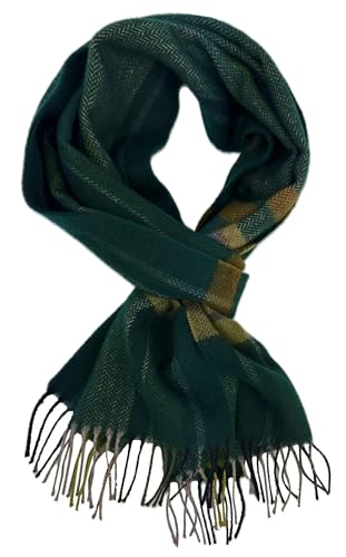 Rotfuchs Webschal Herrenschal Winterschal warm angenehm weich Wolle Fischgrat Karo Made in Germany (grün) von Rotfuchs
