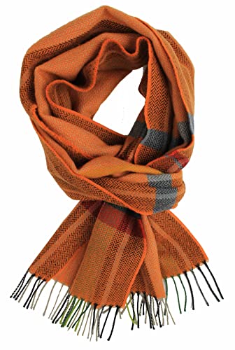 Rotfuchs Webschal Herrenschal Winterschal warm angenehm weich Wolle Fischgrat Karo (orange) von Rotfuchs