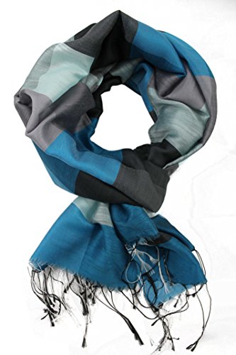 Rotfuchs Webschal Karo modisch grau blau 100% Polyester R-139 von Rotfuchs