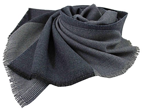 Rotfuchs Webschal Streifen Two-Tone-Look modisch anthrazit 100% Wolle (Merino) (52 x 200 cm, blau) von Rotfuchs