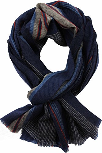 Rotfuchs Webschal Streifen modisch blau bunt 100% Wolle (Merino) von Rotfuchs