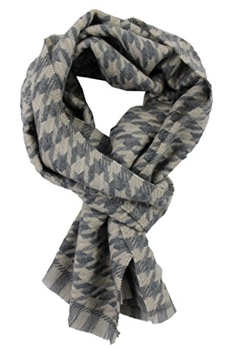 Rotfuchs Webschal mit Hahnentrittmuster grau naturbeige aus reiner Wolle Made in Germany W5 von Rotfuchs