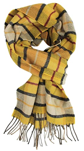 Rotfuchs Winterschal & Warm Karo modisch Mehrere Farbstellungen Wolle Made in Germany, Gelb Beige, 30 x 180 cm von Rotfuchs