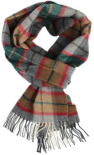Rotfuchs Winterschal & Warm Karo modisch Mehrere Farbstellungen Wolle Made in Germany (30 x 180 cm, Grau Grün) R720 von Rotfuchs