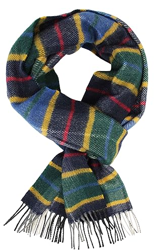 Rotfuchs Wollschal Winterschal Herrenschal Karo modisch Wolle Made in Germany (blau gelb, 190 x 29 cm) von Rotfuchs