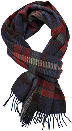 Rotfuchs® Webschal Herrenschal Winterschal Warm & weich Wolle Karo mehrfarbig Made in Germany 180 x 30 cm rot braun R-734 von Rotfuchs