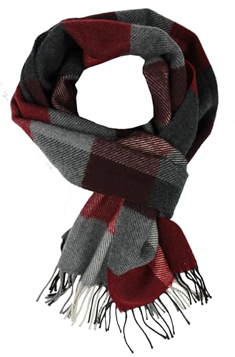 Rotfuchs Wollschal Winterschal Herrenschal weich & Warm Karo modisch Wolle Made in Germany (rot grau schwarz, 180 x 29 cm) von Rotfuchs