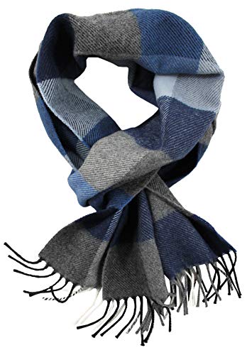 Rotfuchs Woollschal Winterschal Herrenschal & Warm Karo modisch Wolle Made in Germany (blau, 180 x 29 cm) von Rotfuchs