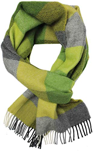 Rotfuchs Wollschal Winterschal Herrenschal & Warm Karo modisch Wolle Made in Germany (grün, 180 x 30 cm) von Rotfuchs