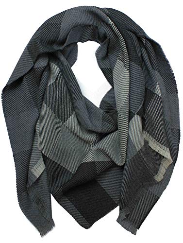 Wollschal Damenschal Winterschal Herrenschal Karo & Fischgrat grau 190 x 50 cm Made in Germany von Rotfuchs