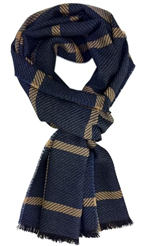 Wollschal Herrenschal Winterschal warm angenehm weich Wolle Karo in blau Made in Germany von Rotfuchs