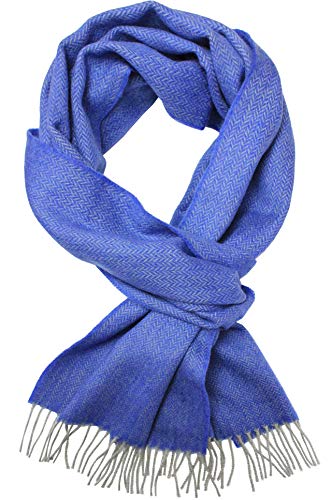 Wollschal Kaschmirschal Damenschal Winterschal Herrenschal Fischgrat 180 x 30 cm Made in Germany (Blau) von Rotfuchs