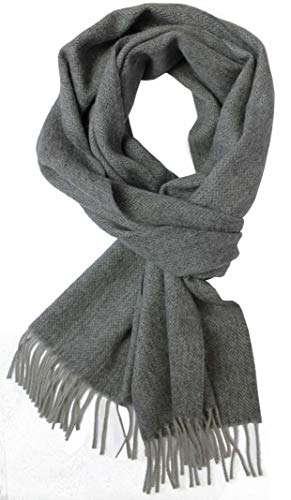 Wollschal Kaschmirschal Damenschal Winterschal Herrenschal Fischgrat 180 x 30 cm Made in Germany (Hellgrau) von Rotfuchs