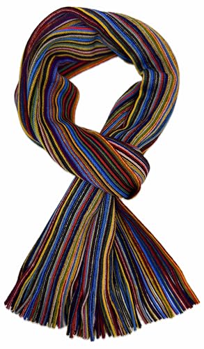 Wollschal Strickschal Herrenschal Schal Unisex 100% Wolle gestreift bunt mehrfarbig von Rotfuchs