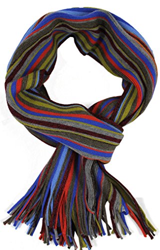 Rotfuchs Strickschal Herrenschal Damenschal Unisex reine Wolle gestreift feinstrick mit Fransen (Mehrfarbig) R623 von Rotfuchs