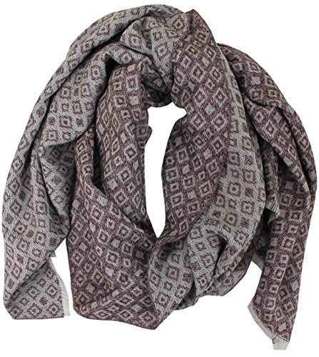 Wollschal Webschal Winterschal Herrenschal Jacquard 180 x 60 cm in rot aus Wolle made in Germany von Rotfuchs