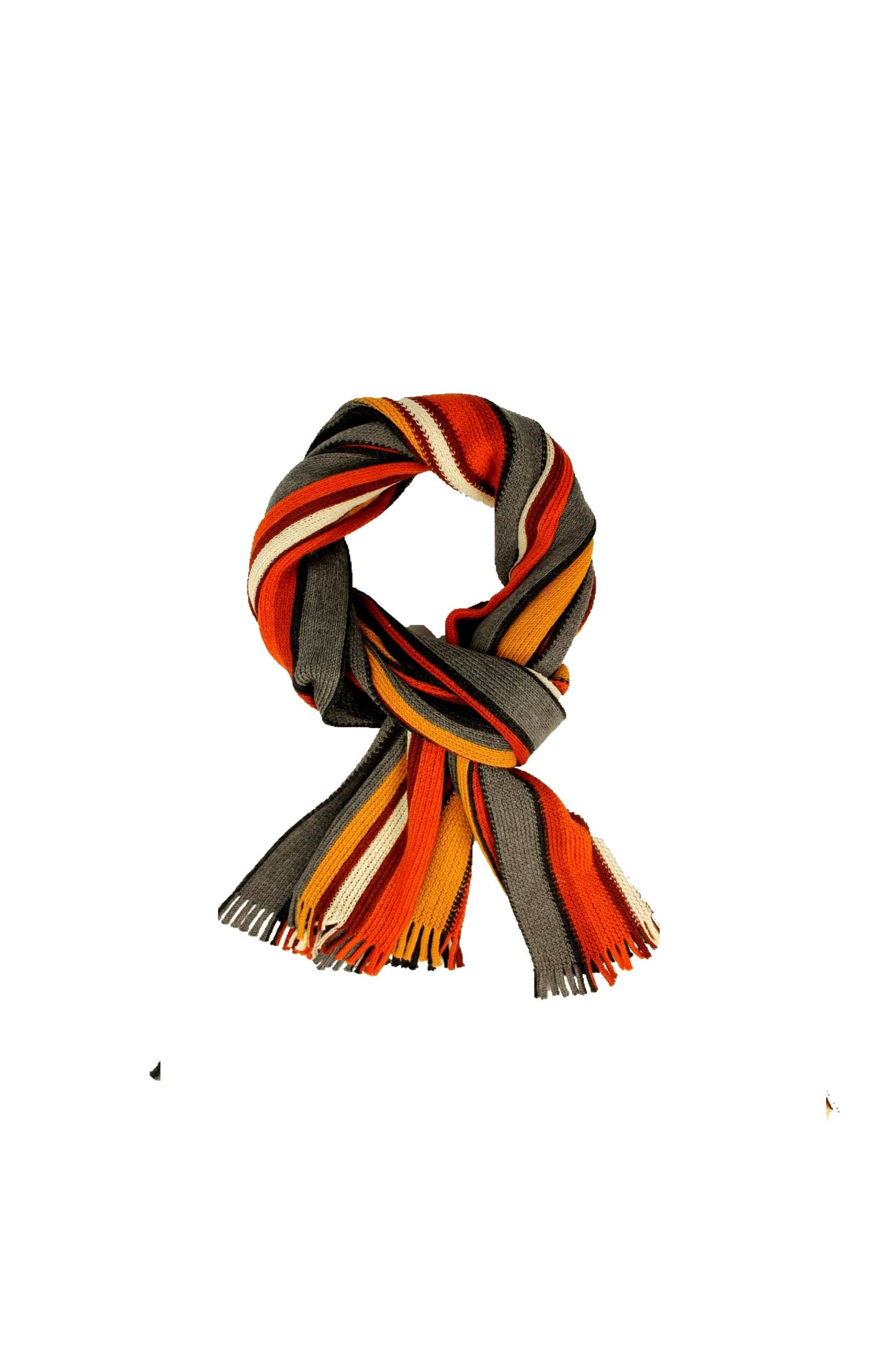 Herrenschal Damenschal Wollschal Streifen Modisch in Orange-Dunkelgrau Aus 100% Wolle Made Germany von RotfuchsOnlineShop