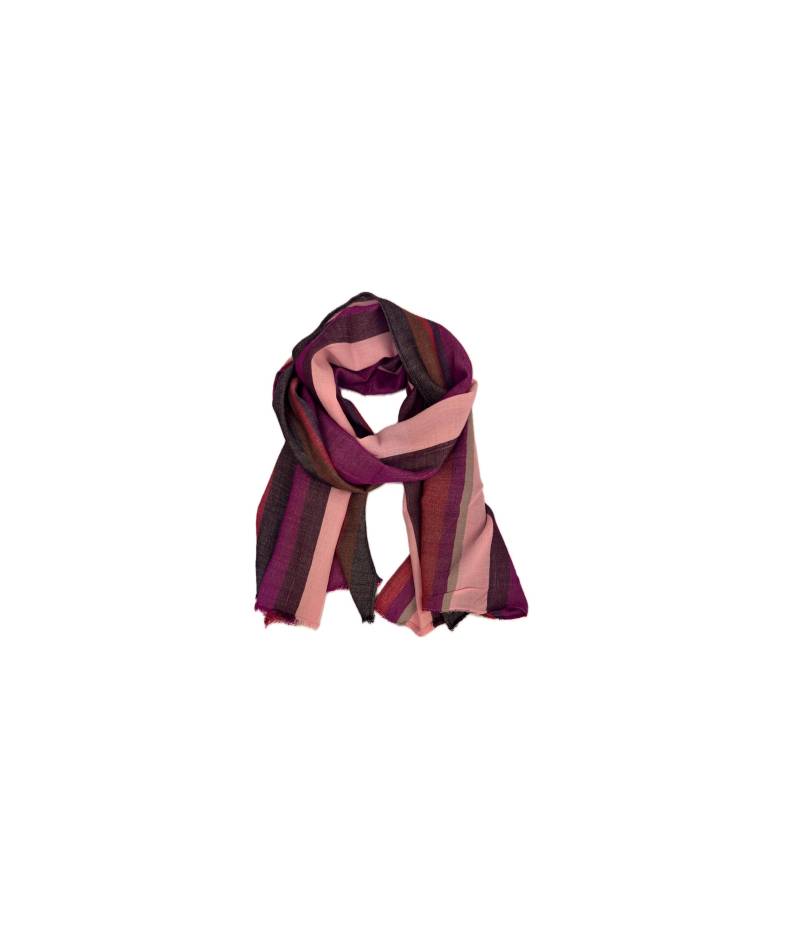 Herrenschal Damenschal Wollschal Webschal Streifen Modisch in Pink Rot Mit 100% Wolle Made Germany von RotfuchsOnlineShop