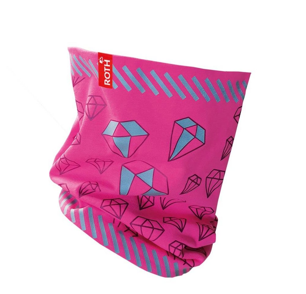 Roth Halstuch Jersey Schlauchschal Diamant, Pink, 50-54 cm, reflektierend, für Kinder 5-8 Jahre von Roth