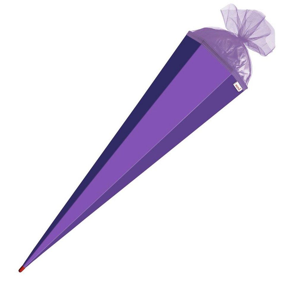Roth Schultüte Basteltüte Lila, 85 cm, eckig, mit lila Tüllverschluss, Rot(h)-Spitze von Roth