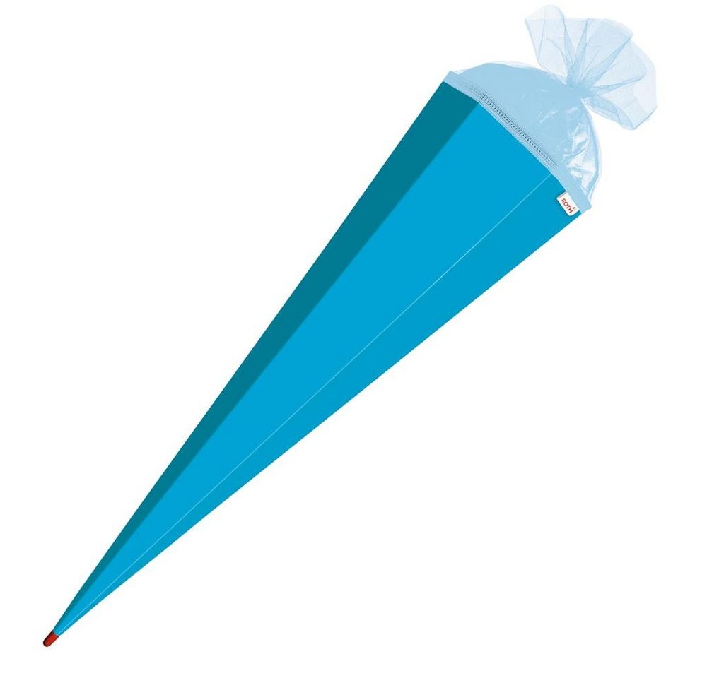 Roth Schultüte Basteltüte Pazifikblau, 85 cm, eckig, mit blauem Tüllverschluss, Zuckertüte zum Basteln von Roth