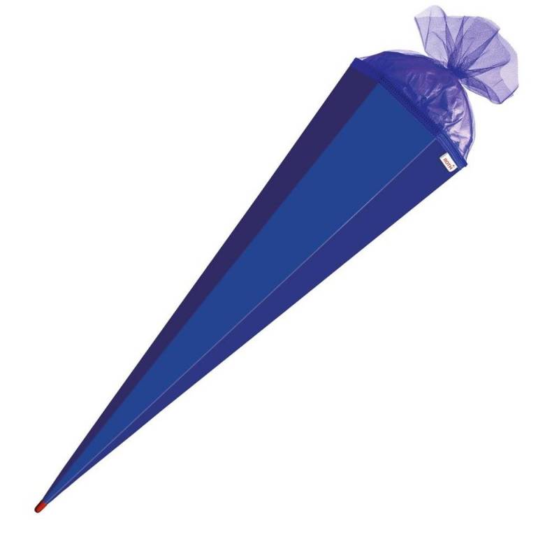 Roth Schultüte Basteltüte Ultramarinblau, 85 cm, eckig, mit blauem Tüllverschluss, Zuckertüte für Schulanfang von Roth