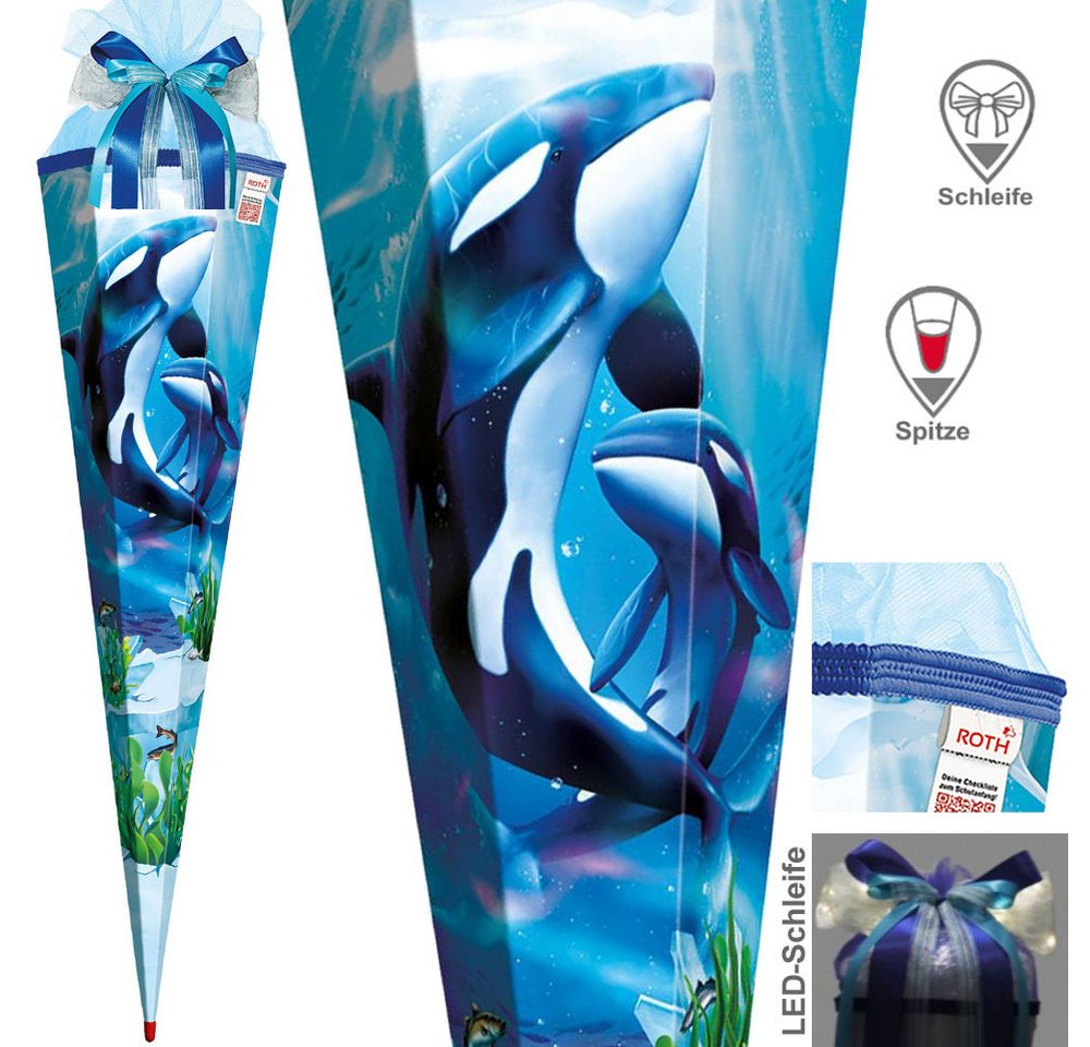 Roth Schultüte Exklusiv Set 85 cm Orcas LED Schleife von Roth