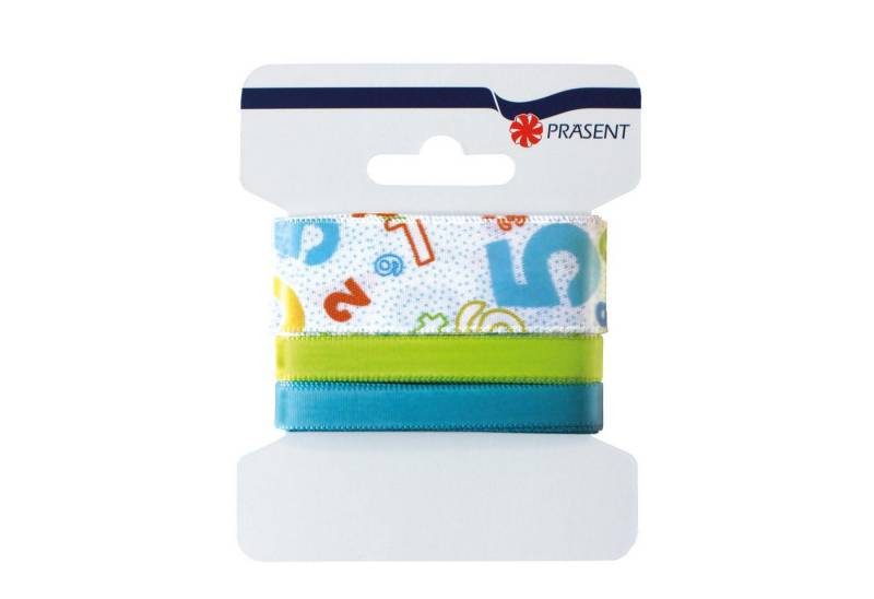 Roth Ideen Schultüte Roth Schleifenband Numbers-Blau 3er Set, 2,5/1/1cm x 4,5 m, Verschluss von Roth Ideen
