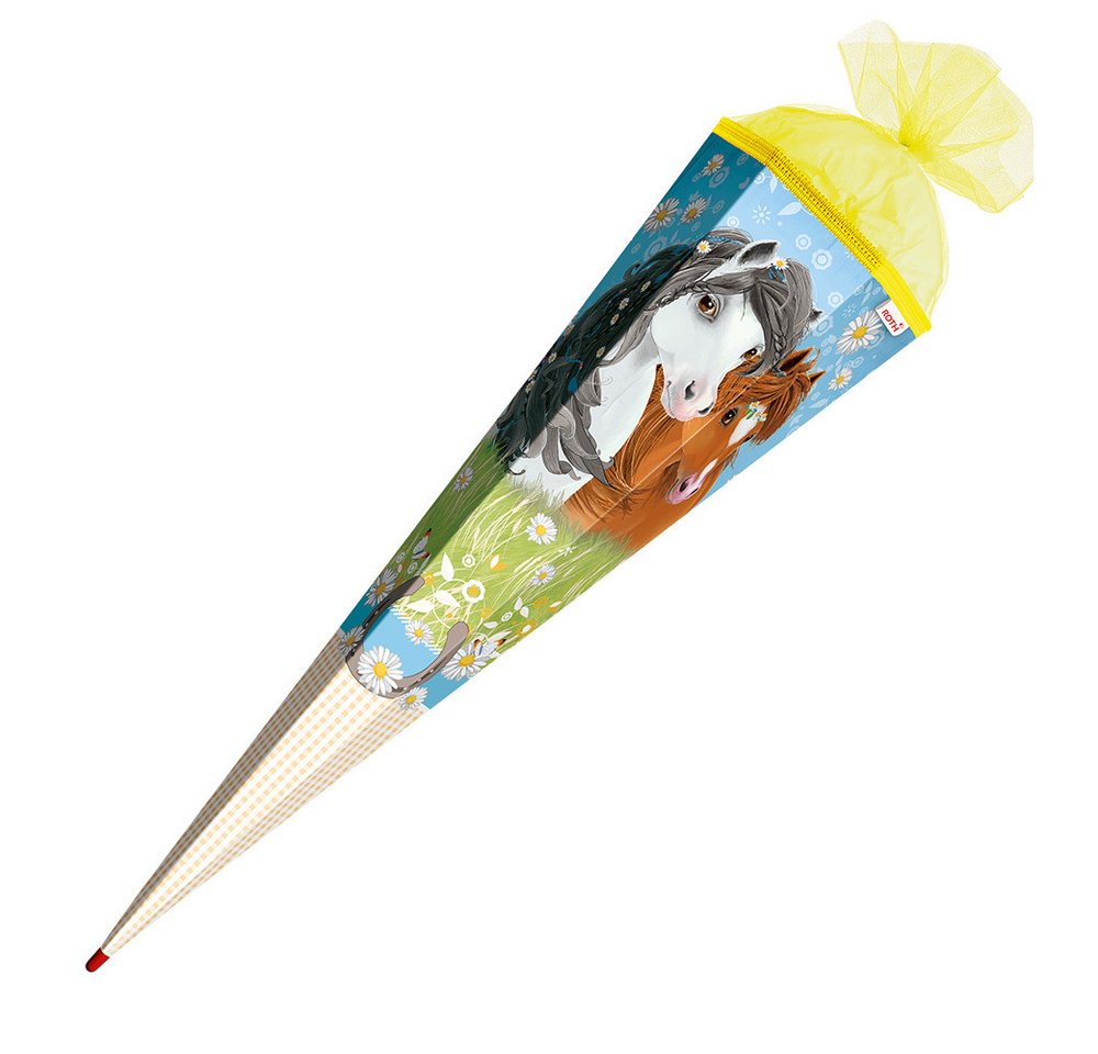 Roth Schultüte Roth Schultüte Blumenpferde eckig Schutzspitze Tüllverschluss 85cm von Roth