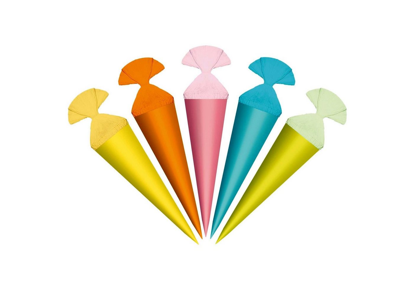 Roth Schultüte Roth Uni-Tüte, 5er Sortiment, 35 cm, rund, Kreppverschluss von Roth