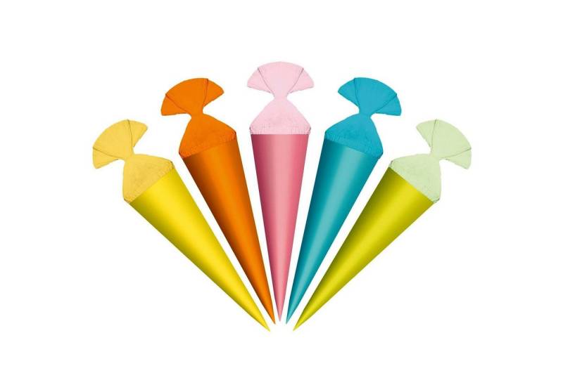 Roth Schultüte Roth Uni-Tüte, 5er Sortiment, 35 cm, rund, Kreppverschluss von Roth