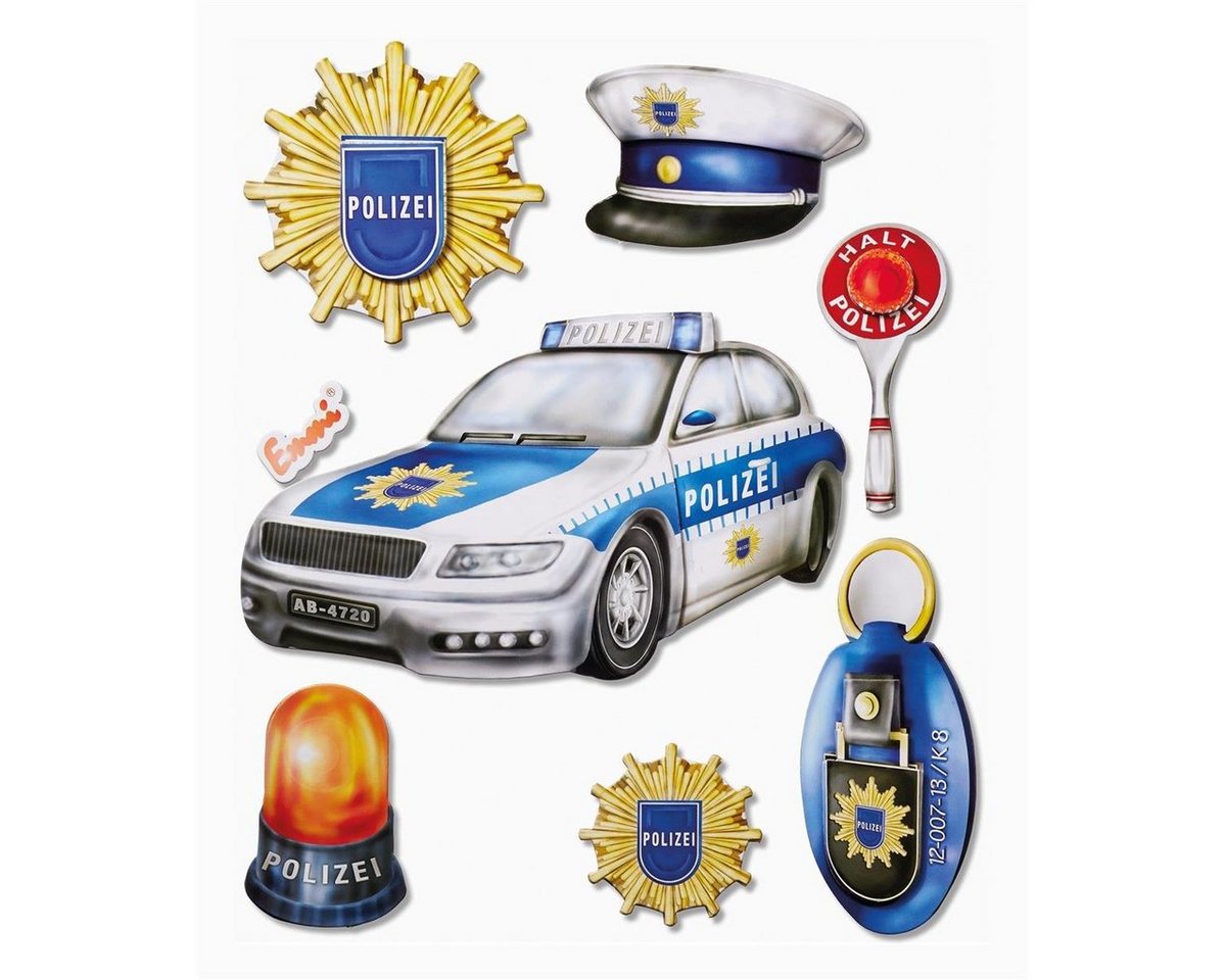 Roth Schultüte Roth XXL 3D-Sticker Polizei 30x30cm, 8 Teile von Roth