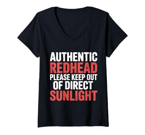 Damen Authentic Redhead Please Keep Out of Direct Sunlight - T-Shirt mit V-Ausschnitt Damen Authentic Redhead Please Keep Out of Direct Sunlight - T-Shirt mit V-Ausschnitt von Rothaarige Ingwer -Sonne Humor