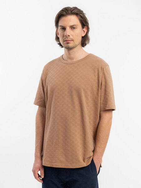 Rotholz Basic T-Shirt mit Rundhalsausschnitt - Tonal Check T-Shirt - aus Bio-Baumwolle von Rotholz