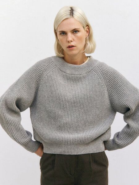Rotholz Kurzer Strickpullover Recycelte Wolle von Rotholz