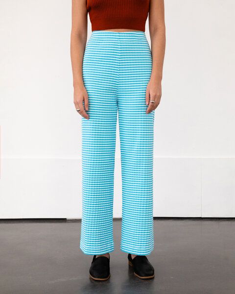 Rotholz Leichte Gerippte Hose Bio Baumwolle - Blau Gestreift von Rotholz