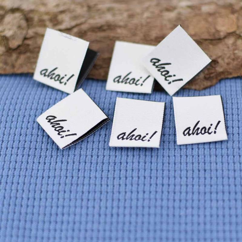 Einnäher Webetikett Ahoi Weiss Schwarz von Rotkaehlchen