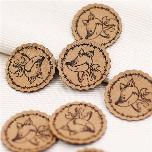 Label Aufnäher Kunstleder Button Fuchs, Label, Kinderlabel, Kunstleder von Rotkaehlchen