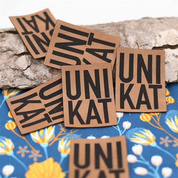 Label Aufnäher Kunstleder Unikat, Mit Spruch von Rotkaehlchen