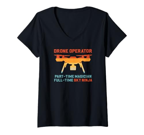 Damen Drohnenbetreiber Teilzeitmagier | Funny Drone T-Shirt mit V-Ausschnitt von Rotor Rebels And FPV Drones