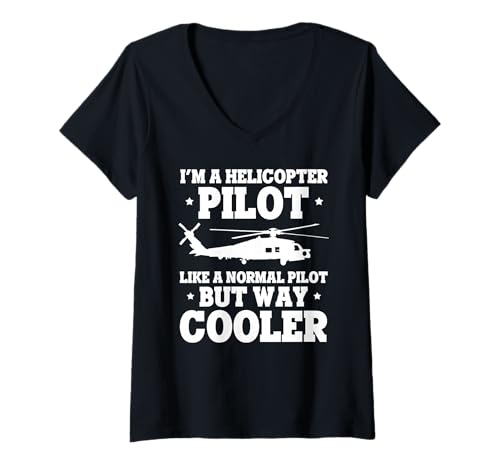 Damen Hubschrauberpilot Cooler Als Normale Flieger Lustig T-Shirt mit V-Ausschnitt Damen Hubschrauberpilot Cooler Als Normale Flieger Lustig T-Shirt mit V-Ausschnitt von Rotorflugzeug Aviator Witz Überflieger Spaß