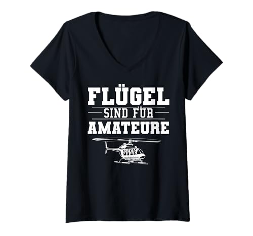 Damen Hubschrauberpilot Drehflügler Hubschrauberflug Helikopter T-Shirt mit V-Ausschnitt Damen Hubschrauberpilot Drehflügler Hubschrauberflug Helikopter T-Shirt mit V-Ausschnitt von Rotorflugzeug Flügel Amateure Hubschrauber Fliegen