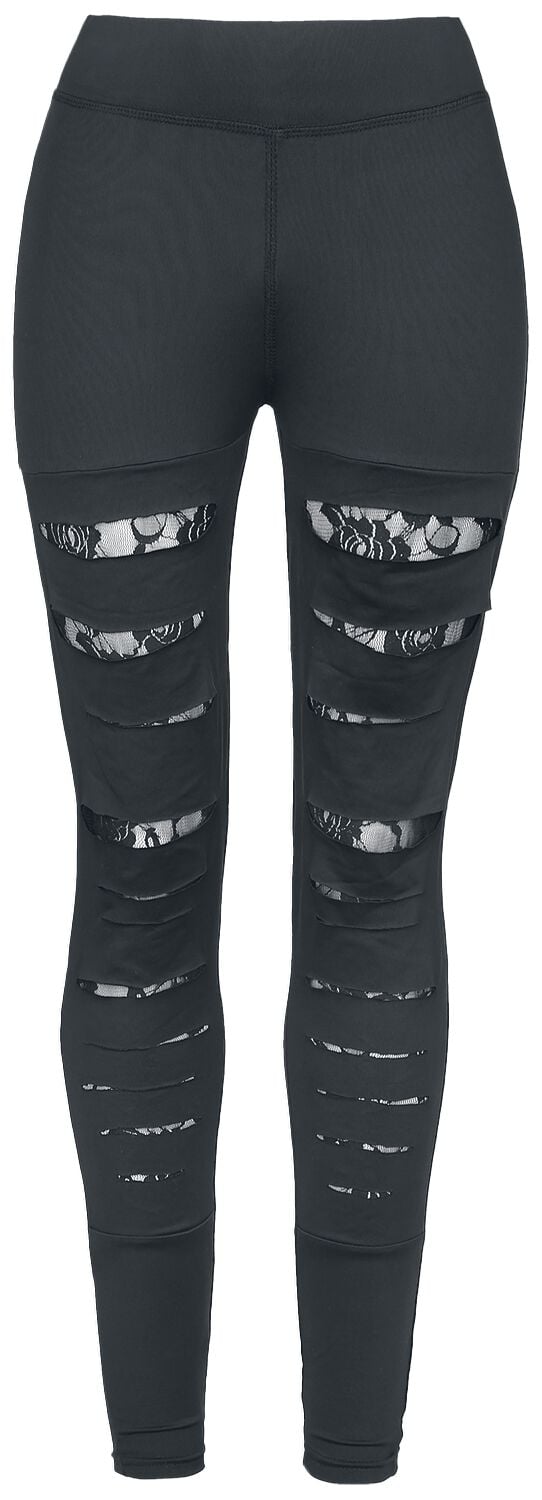 Rotterdamned Women´s Leggings with Cuts and Lace Leggings schwarz in S von Rotterdamned