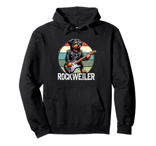 Rockweiler Dog Retro Rock Herren Rottweiler Pullover Hoodie Rockweiler Dog Retro Rock Herren Rottweiler Pullover Hoodie von Rottie Rottweiler Plush Dog Guitar