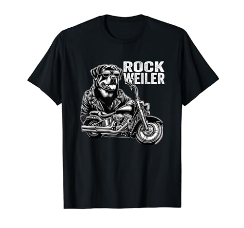 Motorrad Rottweiler Dog Rock Men Rockweiler T-Shirt von Rottie Rottweiler Plush Dog Motorcycle