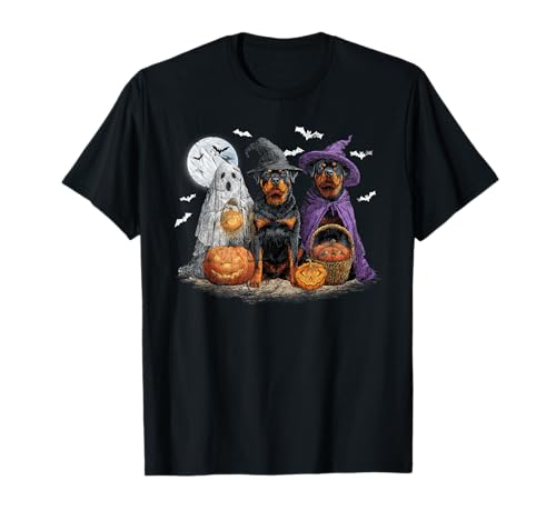 Herren Damen Rottweiler Happy Halloween Dogs Lover T-Shirt von Rottweiler Dog Pumpkin Happy Halloween